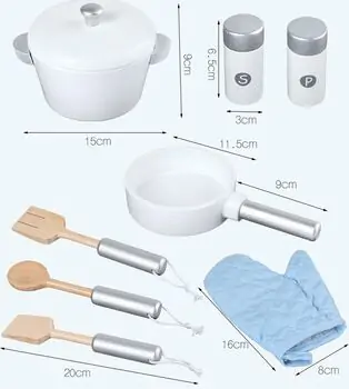 Toy Wooden Kitchen With Accessories Blue - ხის სათამაშო სამზარეულო, 5 image
