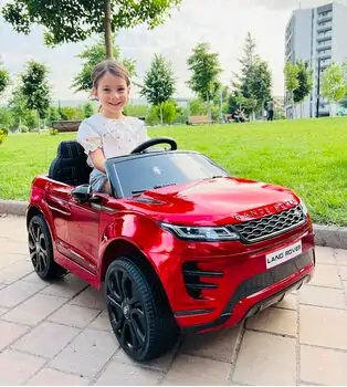 Land Rover BO Range Rover Evoque painting red - ელექტრო მანქანა კაუჩუკის საბურავებით და ტყავის სავარძლით