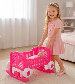 Doll With Wheeled Cradle - თოჯინა ბორბლებიანი საწოლით