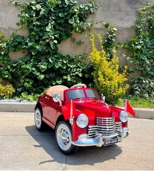 Retro Car Painting Red - ელექტრო მანქანა ტყავის სავარძლით
