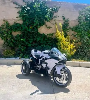 Ninja H2R Motorcycle With LED Wheels White  - ელექტრო მოტოციკლი მანათობელი საბურავებით