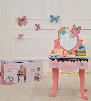 Wooden Dresser Set With Accsesoriess  - ხის საბავშვო ტრილიაჟი აქსესუარებით
