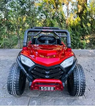 Electric Car Painting Red  - ელექტრო მანქანა კაუჩუკის საბურავებით, 3 image