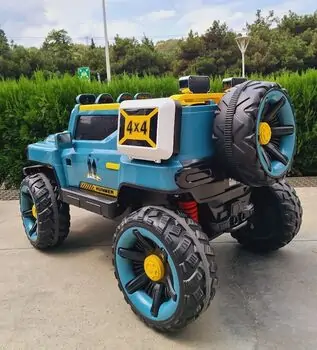 Jeep 4x4 Electric Car Blue - ელექტრო მანქანა კაუჩუკის საბურავებით, 3 image