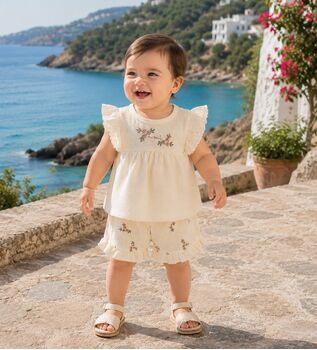 Little Flower 2 In 1 Set Beige - საბავშვო ორეული