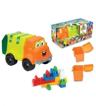 Dede 03451 MY FIRST GARBAGE TRUCK WITH 30 BLOCKS  სათამაშო ნაგვის მანქანა 30 კუბიკით