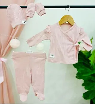 Vintage 4in1 Set MURATBABY 7590 Pink საბავშვო ტანსაცმლის ნაკრები