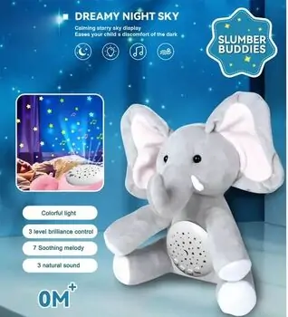 Fluffy Elephant Grey - რბილი მუსიკალური სათამაშო სპილო, 4 image