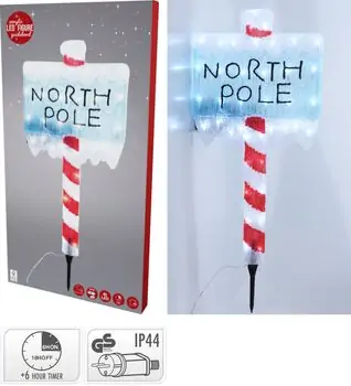 Christmas Guide Board North Pole საახალწლო დეკორაცია განათებით