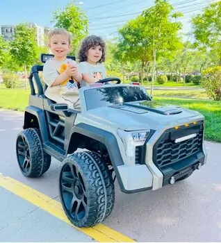 Super Sport Jeep Grey - ელექტრო მანქანა ტყავის სავარძლით და კაუჩუკის საბურავებით