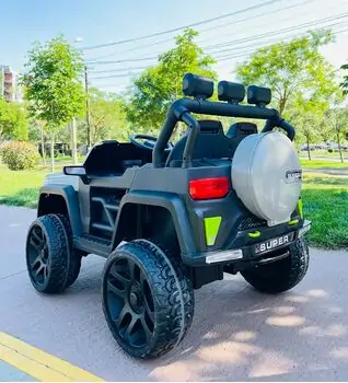 Super Sport Jeep Grey - ელექტრო მანქანა ტყავის სავარძლით და კაუჩუკის საბურავებით, 5 image