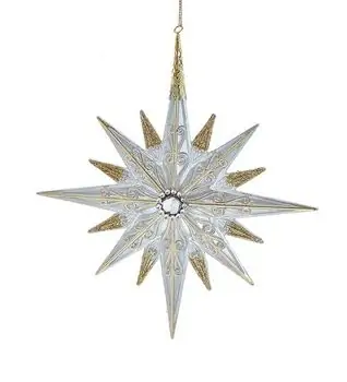Silver Star With Clear Gem Center Hanging Decoration - ნაძვის ხის სათამაშო, 2 image