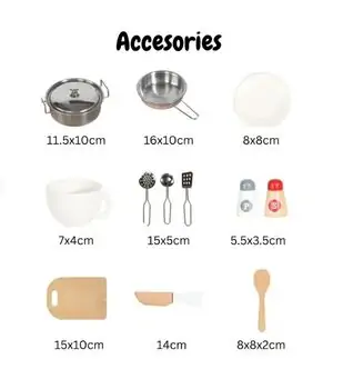 Wooden Kitchen Playset With Accessories - საბავშვო ხის სამზარეულო, 9 image