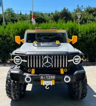 Mercedes Jeep Electric Car Grey - ელექტრო მანქანა კაუჩუკის საბურავებით, 3 image