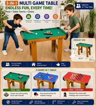 Tabletop Games 3 In 1 Football/Billiards/Weiqi - სამაგიდო ფეხბურთი/ბილიარდი/გო