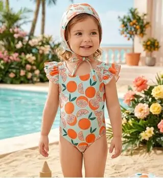 Baby Swimsuit Orange Garden - საბავშვო საცურაო კოსტუმი