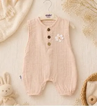 Little Flower Romper Peach - ჩვილის რომპერი