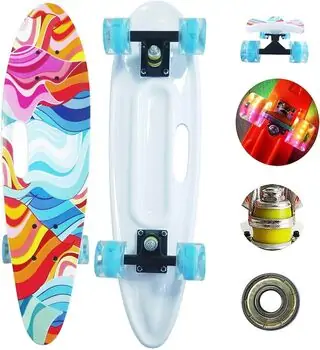 Penny Board Colorful Waves With LED Wheels პენიბორდი, 3 image