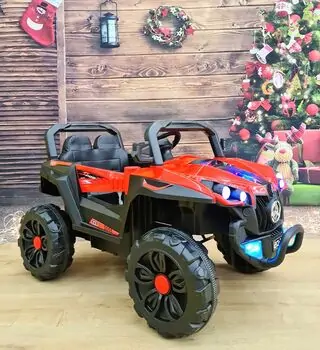 Polaris Off-Road Jeep Red  - ელექტრო მანქანა ტყავის სავარძლით