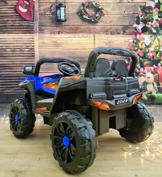 Polaris Off-Road Jeep Blue  - ელექტრო მანქანა ტყავის სავარძლით, 3 image