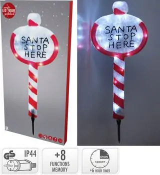 Christmas Guide Board Santa Stop Here საახალწლო დეკორაცია განათებით