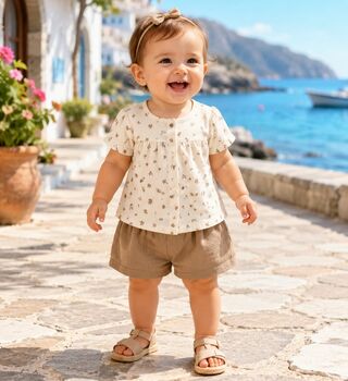 Little Flower 2 In 1 Set Beige - საბავშვო ორეული