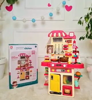 Spraying Kitchen With Accsesories Pink  - ფუნქციური საბავშვო სამზარეულო