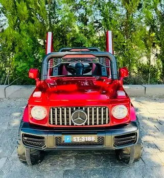 Mercedes Jeep Red  - ელექტრო მანქანა ტყავის სავარძლით, 5 image