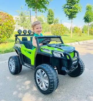RZR Sport Jeep Green - ელექტრო მანქანა კაუჩუკის საბურავებით