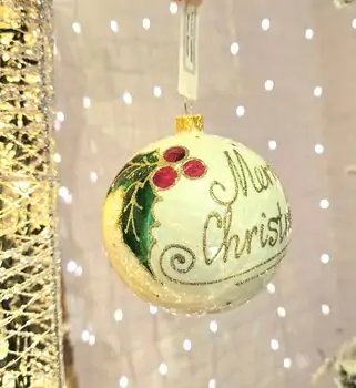 White Glass Ball Hanging Decoration - ნაძვის ხის სათამაშო