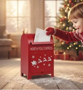 Metal Mail Box With Christmas Design - საახალწლო წერილების ყუთი