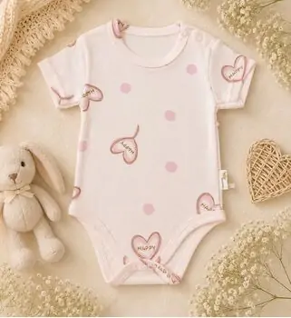 Happy Heart Bodysuit Pink - ჩვილის ბოდე