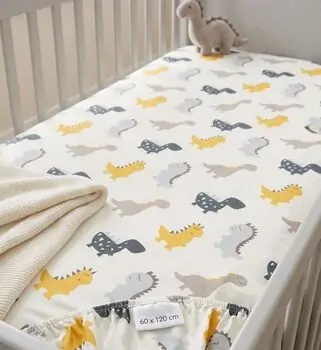 Yuar Baby Fitted Bedsheet 60x120x20cm Dino - ახალშობილის საწოლის ზეწარი
