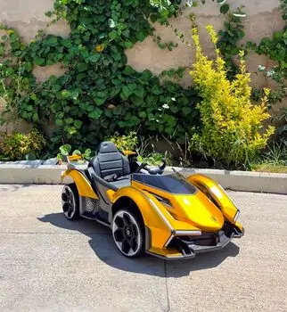 Sport Style Electric Car Painting Golden - ელექტრო მანქანა ტყავის სავარძლით