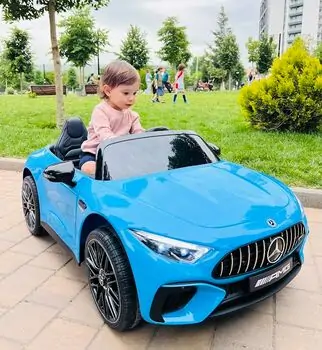 Moni Bo Car Mercedes DK-SL63 Blue ელექტრო მანქანა კაუჩუკის საბურავებით და ტყავის სავარძლით