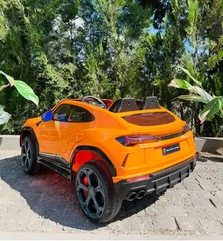 Lamborghini Electric Car Orange - ელექტრო მანქანა კაუჩკის საბურავებით და ტყავის სავარძლით, 6 image