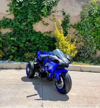 Ninja H2R Motorcycle With LED Wheels Blue  - ელექტრო მოტოციკლი მანათობელი საბურავებით