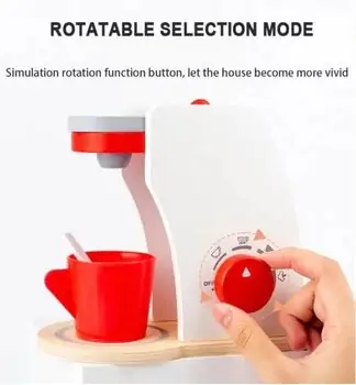 Wooden Toy Coffee Maker - სათამაშო ხის ყავის აპარატი აქსესუარებით, 4 image