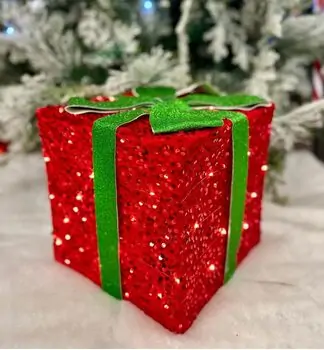 Big Christmas Giftbox With Led Red ნაძვის ხის დეკორაცია