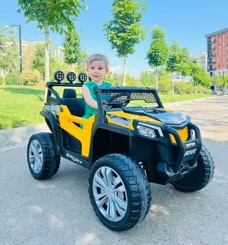RZR Sport Jeep Yellow - ელექტრო მანქანა კაუჩუკის საბურავებით