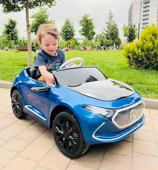 Cangaroo Mercedes-Benz Concept EQA Blue ელექტრო მანქანა კაუჩუკის საბურავებით და ტყავის სავარძლით