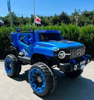 Mercedes Jeep Electric Car Blue - ელექტრო მანქანა კაუჩუკის საბურავებით, 2 image