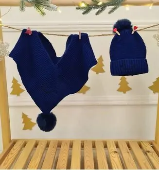 Smile Hat and Scarf Set Dark Blue - ახალშობილის ქუდი და კაშნე