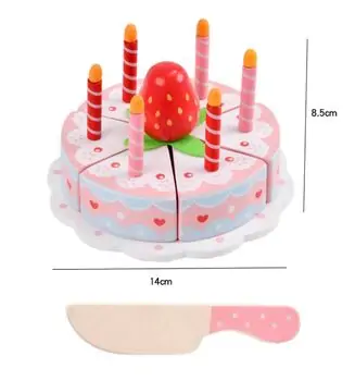 Wooden cake Happy Birthday ხის სათამაშო დასაჭრელი ტორტი, 7 image