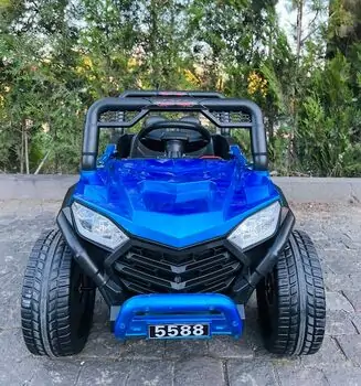 Electric Car Painting Blue - ელექტრო მანქანა კაუჩუკის საბურავებით, 3 image