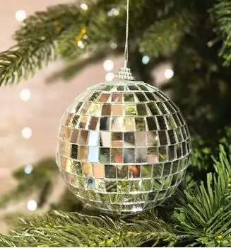 Silver Disco Christmas Ball Hanging Decoration - ნაძვის ხის სათამაშო