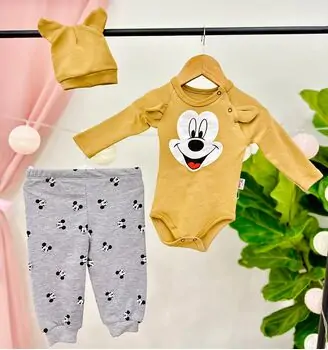 Mickey Mouse 3in1 Set MURATBABY 7668 Mustard საბავშვო ტანსაცმლის ნაკრები