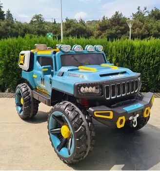 Jeep 4x4 Electric Car Blue - ელექტრო მანქანა კაუჩუკის საბურავებით, 2 image