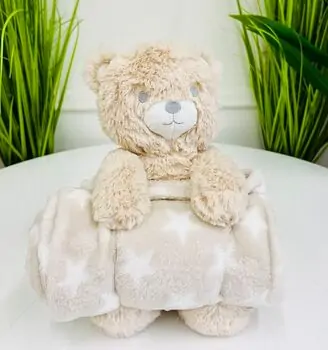 Koopman Fluffy Bear And Blanket - რბილი სათამაშო დათვი და პლედი