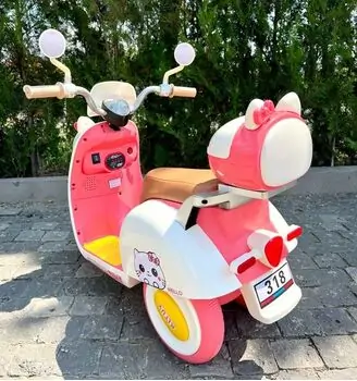 Retro Style Cute Motorcycle White - ელექტრო მოტოციკლი, 3 image